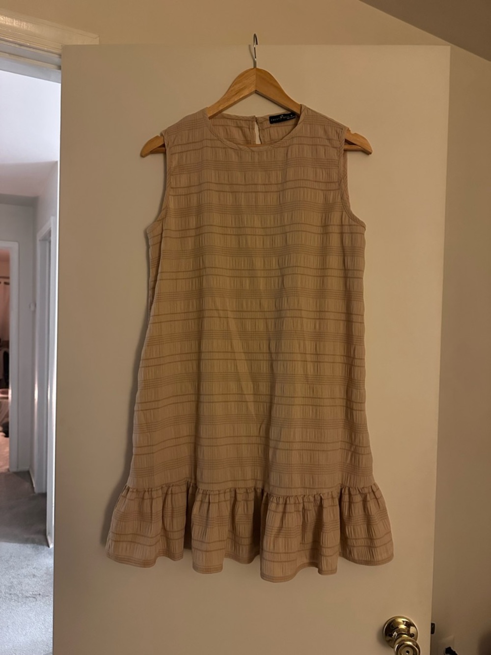 Sleeveless Beige Ruffle-Hem Mini Dress by Zara